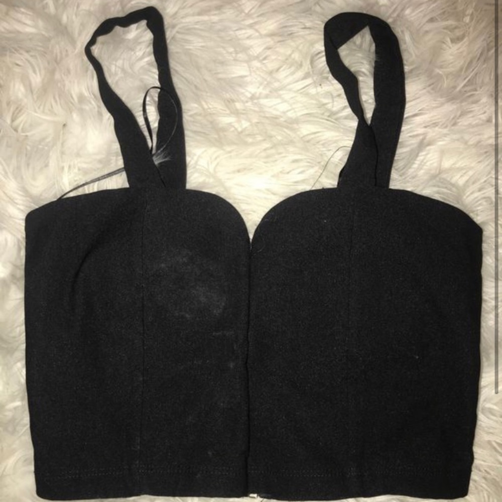 Black Bandeau crop top zip up